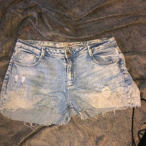 Light blue denim cut shorts
